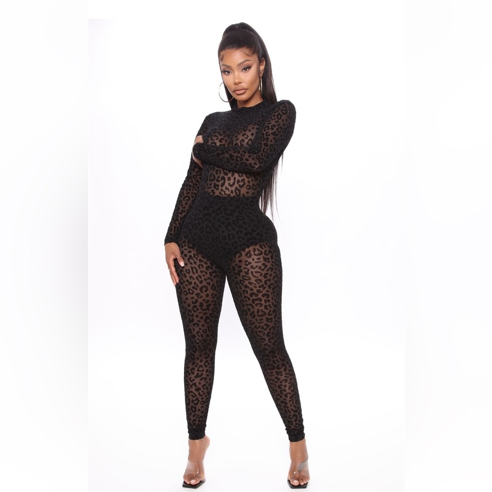 Animal Instinct Mesh Bodystocking-Black